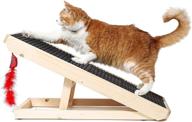 🐾 alpha paw scratchyramp: 2-in-1 cat ramp & scratcher for house cats & indoor dogs - adjustable height & replaceable carpet logo