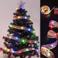 🎄 colorful 13ft battery operated shining ribbon christmas fairy lights – perfect for xmas tree, parties, holidays, birthdays, indoor/outdoor decor hanging logo