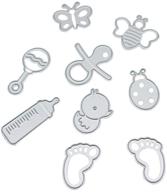 🔪 tikii metal cutting dies: baby pacifier, duck, butterfly, bee, ladybird, toy, feeding bottle, footprints - ideal for card making and scrapbooking logo