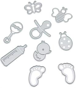 img 4 attached to 🔪 Tikii Metal Cutting Dies: Baby Pacifier, Duck, Butterfly, Bee, Ladybird, Toy, Feeding Bottle, Footprints - Ideal for Card Making and Scrapbooking