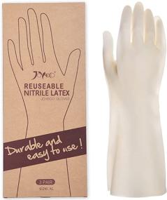 img 4 attached to 🧤 JOYECO Reusable Rubber Gloves for Kitchen Dishwashing – 3 Pairs, XXL: Long-lasting Household Cleaning Gloves