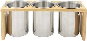 img 4 attached to 🍴 Stainless Steel Cutlery Holder with Wood Base - Efficient Flatware Caddy