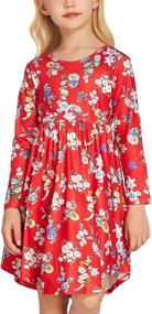 img 4 attached to 🌸 Chic and Versatile Girls' Long Sleeve Floral Dress - Perfect for Casual, Boho-Inspired Twirls and Skater Swings