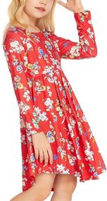 img 3 attached to 🌸 Chic and Versatile Girls' Long Sleeve Floral Dress - Perfect for Casual, Boho-Inspired Twirls and Skater Swings