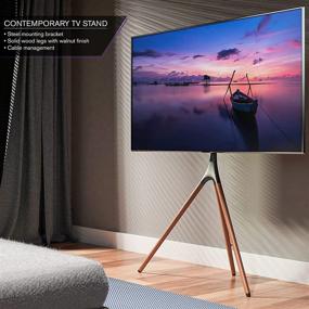 img 3 attached to 📺 Promounts Modern TV Floor Stand: Universal 180° Swivel Corner Mount with Beech Wood Legs for 47-70 Inch Curved or Flat Screen TVs