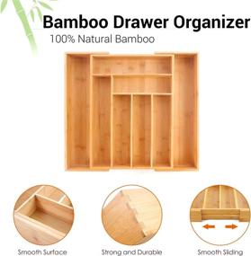 img 2 attached to 🗄️ Organize Your Silverware with PURENJOY Bamboo Expandable Drawer Organizer: Adjustable Cutlery and Utensil Tray Dividers