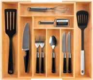 🗄️ organize your silverware with purenjoy bamboo expandable drawer organizer: adjustable cutlery and utensil tray dividers логотип