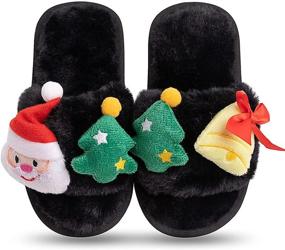 img 1 attached to Slippers Fluffy Outdoor Rainbow Numeric_1_Point_5 Boys' Shoes