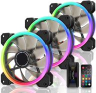 🌈 experience stunning rgb lighting with ezdiy-fab dual ring 120mm case fans - sync with 5v motherboard, adjustable speed, 10-port fan hub x, and remote control - 3 pack logo