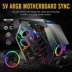 img 3 attached to 🌈 Experience Stunning RGB Lighting with EZDIY-FAB Dual Ring 120mm Case Fans - Sync with 5V Motherboard, Adjustable Speed, 10-Port Fan Hub X, and Remote Control - 3 Pack