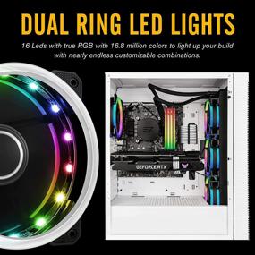 img 2 attached to 🌈 Experience Stunning RGB Lighting with EZDIY-FAB Dual Ring 120mm Case Fans - Sync with 5V Motherboard, Adjustable Speed, 10-Port Fan Hub X, and Remote Control - 3 Pack