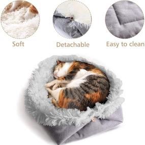 img 2 attached to 🐱 Plush Grey Cat Bed Mat for Indoor Cats & Small Dogs - 2 in 1 Design, Ultra Soft Blanket Crate Bed, Self-Warming Pet Mat Cushion for Kittens & Puppies, Machine Washable