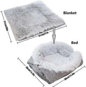 img 3 attached to 🐱 Plush Grey Cat Bed Mat for Indoor Cats & Small Dogs - 2 in 1 Design, Ultra Soft Blanket Crate Bed, Self-Warming Pet Mat Cushion for Kittens & Puppies, Machine Washable