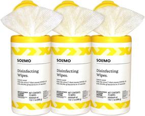 img 2 attached to 🍋 Amazon Brand - Solimo Disinfecting Wipes, Lemon Scent, 75 Count (3 Pack): Powerful Sanitizing, Cleaning, Disinfecting, and Deodorizing Solution