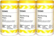 🍋 amazon brand - solimo disinfecting wipes, lemon scent, 75 count (3 pack): powerful sanitizing, cleaning, disinfecting, and deodorizing solution logo