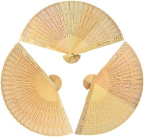 img 2 attached to 🎁 Dxhycc Set of 48 Sandalwood Fans - Perfect Gifts for Baby Showers and Weddings