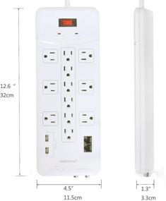img 1 attached to 💪 OviiTech 12 Outlet Mountable Surge Protector Power Strip with USB Ports - 4380 Joules, 6ft Extension Cord - White, ETL Listed