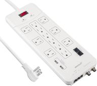 💪 oviitech 12 outlet mountable surge protector power strip with usb ports - 4380 joules, 6ft extension cord - white, etl listed logo