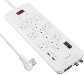 img 4 attached to 💪 OviiTech 12 Outlet Mountable Surge Protector Power Strip with USB Ports - 4380 Joules, 6ft Extension Cord - White, ETL Listed