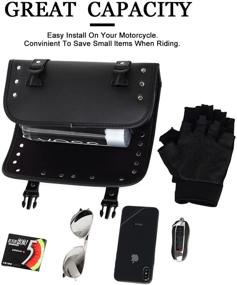 img 1 attached to 🏍️ Black KIVIFIT Saddlebags Motorcycle Tool Bag with Leather Storage Tool Pouch Handlebar Bag for Harley Yamaha Honda Kawasaki Suzuki Ducati KTM - Fork Roll Barrel Bag