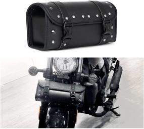 img 3 attached to 🏍️ Black KIVIFIT Saddlebags Motorcycle Tool Bag with Leather Storage Tool Pouch Handlebar Bag for Harley Yamaha Honda Kawasaki Suzuki Ducati KTM - Fork Roll Barrel Bag