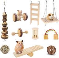 🐹 suwikeke 10 pcs hamster chew toys : natural wooden dumbbells, exercise bells, rollers - chewing, playing & teeth care for small pets (chinchillas, guinea pigs, gerbils, bunnies, rats) logo