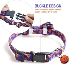 img 1 attached to 🐶 Halloween Dog Collars: Spooky Pumpkin Ghost Design with Bow Tie and Bells by KUDES - 2 Pack/Set for Small/Medium/Large Pets