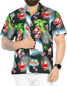 img 4 attached to HAPPY BAY Christmas Hawaiian Blue_AA344 Men's Clothing and Shirts