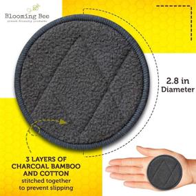 img 3 attached to 🌿 12 Charcoal Bamboo Reusable Makeup Remover Pads with Laundry Bag - BLOOMING BEE: Eco-friendly & Sustainable Face Rounds, Bamboo Cotton Blend (+ 100% Biodegradable Cotton Bamboo Earbuds 100 pcs)