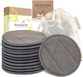 img 4 attached to 🌿 12 Charcoal Bamboo Reusable Makeup Remover Pads with Laundry Bag - BLOOMING BEE: Eco-friendly & Sustainable Face Rounds, Bamboo Cotton Blend (+ 100% Biodegradable Cotton Bamboo Earbuds 100 pcs)