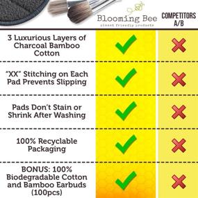 img 2 attached to 🌿 12 Charcoal Bamboo Reusable Makeup Remover Pads with Laundry Bag - BLOOMING BEE: Eco-friendly & Sustainable Face Rounds, Bamboo Cotton Blend (+ 100% Biodegradable Cotton Bamboo Earbuds 100 pcs)