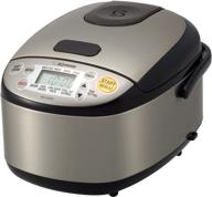 🍚 efficient zojirushi ns-lgc05xb micom rice cooker & warmer: 3-cup uncooked capacity, stainless black логотип