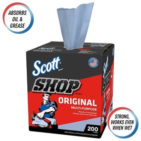img 1 attached to Scott Shop Towels Original (75190): Blue Pop-Up Dispenser Box, 200 Towels/Box, 8 Boxes/Case - High Quantity, Effective Cleaning Solution