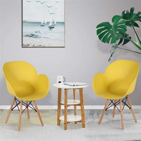 img 2 attached to 🌼 VECELO Set of 4 Mid-Century Modern Armchairs - Yellow Shell Lounge Plastic Chairs for Kitchen, Dining, Bedroom, Living Room, Waiting Room, Lobby, and Reception - Butterfly Design