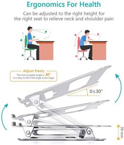img 1 attached to Регулируемая эргономичная алюминиевая подставка для ноутбука SAVFY для стола - совместима с MacBook, Lenovo, HP, Dell, Samsung и другими ноутбуками (10-15,6 дюйма)