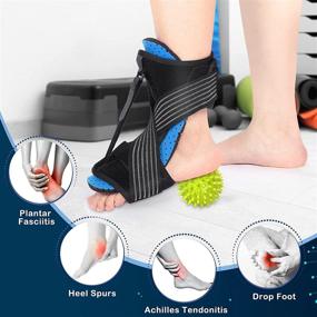 img 2 attached to 🩺 2021 Upgraded Adjustable Plantar Fasciitis Night Splint - Relief for Foot Drop, Heel Pain, Achilles Tendonitis, and Ankle Pain - Blue