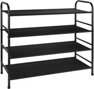 👠 4-tier shoe organizer storage rack fabric shelf space saver for entryway door closet (black, 4-tier) logo