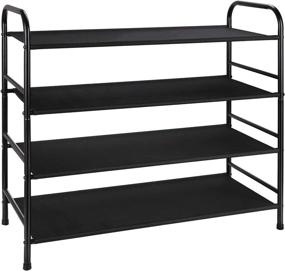 img 4 attached to 👠 4-Tier Shoe Organizer Storage Rack Fabric Shelf Space Saver for Entryway Door Closet (Black, 4-Tier)