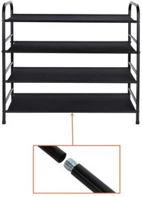 img 1 attached to 👠 4-Tier Shoe Organizer Storage Rack Fabric Shelf Space Saver for Entryway Door Closet (Black, 4-Tier)