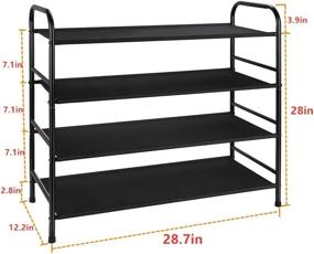 img 2 attached to 👠 4-Tier Shoe Organizer Storage Rack Fabric Shelf Space Saver for Entryway Door Closet (Black, 4-Tier)