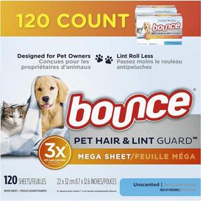 img 4 attached to 🐾 Bounce Pet Hair and Lint Guard Mega Dryer Sheets for Laundry, Fabric Softener with Triple Pet Hair Fighting Power, Unscented, Hypoallergenic, 120 Count+