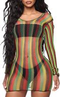 🌈 stylish rainbow striped push up swimsuit bikini with see through mesh bodysuit for dance festivals and beachwear logo