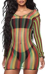 img 4 attached to 🌈 Stylish Rainbow Striped Push Up Swimsuit Bikini with See Through Mesh Bodysuit for Dance Festivals and Beachwear