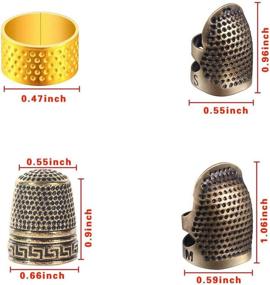 img 3 attached to 🧵 Adjustable Metal Copper Sewing Thimble Set – 4 Pieces Finger Protectors for Sewing, Quilting, and Crafts