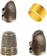 🧵 adjustable metal copper sewing thimble set – 4 pieces finger protectors for sewing, quilting, and crafts logo