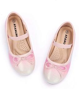 img 4 attached to 🌈 Glitter Princess Colorful Flats Shoes for Toddler Girls - ADAMUMU