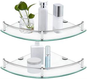 img 4 attached to Bathroom Shelf - 2 Pack Glass Shower Organizer Corner Floating Shampoo Holder with Rail - Shower Shelf for Effective Storage