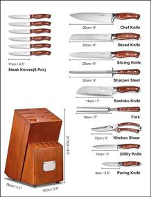 img 3 attached to 🔪 Премиум набор ножей из 16 предметов: нержавеющая сталь высокого качества с большой каркушкой и зубчатыми столовыми ножами - супер острые кухонные ножи