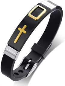 img 1 attached to Bible Stainless Adjustable Silicon Bracelet