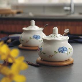 img 1 attached to White Ceramic Sugar Bowl with Lid and Stainless Steel Spoon - Flower Design by LIONWEI LIONWELI, Ideal for Home and Kitchen Use